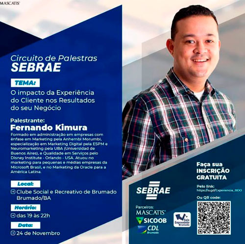 Circuito Sebrae de Palestras será realizado em Brumado nesta quarta (24)