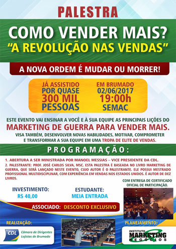 Brumado: no dia 02 de junho, acontece no Semac palestra com o professor José Carlos Silva