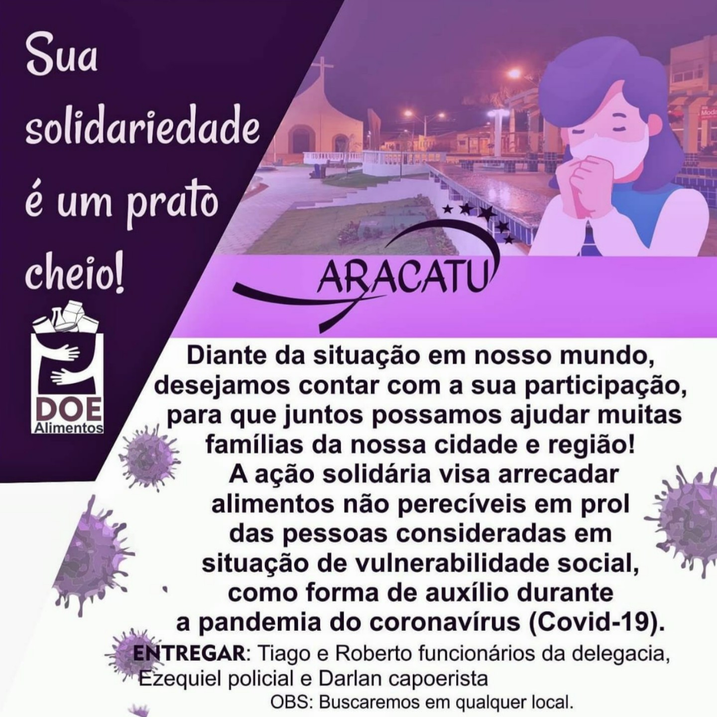 Aracatu: grupo se reúne para arrecadar doações para famílias carentes da cidade