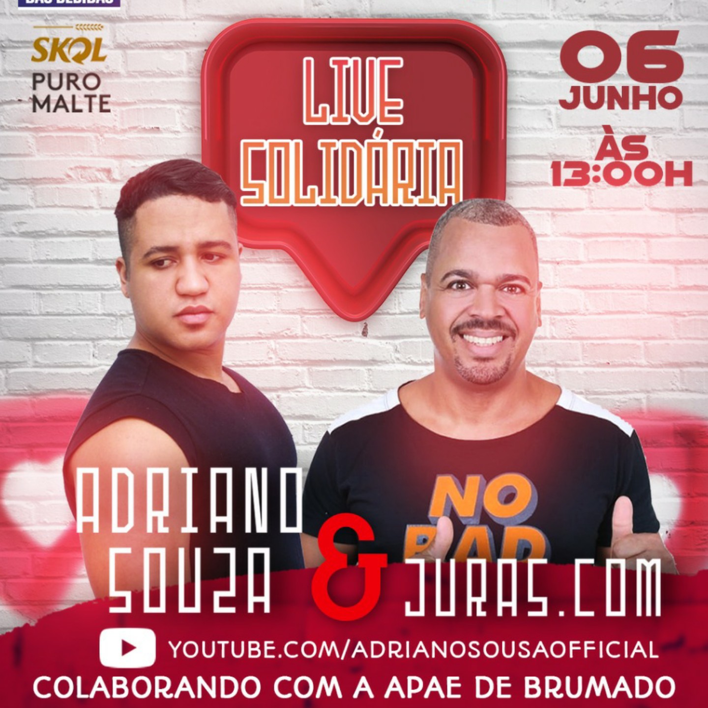 Assista neste sábado (06) live solidária de Adriano Souza & Juras.com em prol da Apae