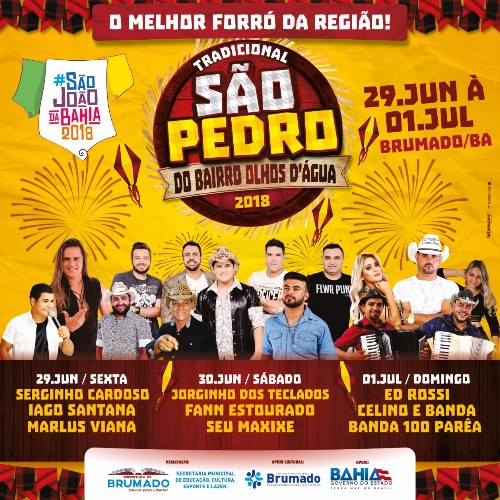 Brumado: Prefeitura confirma as bandas que irão tocar no São Pedro do Bairro Olhos D'água