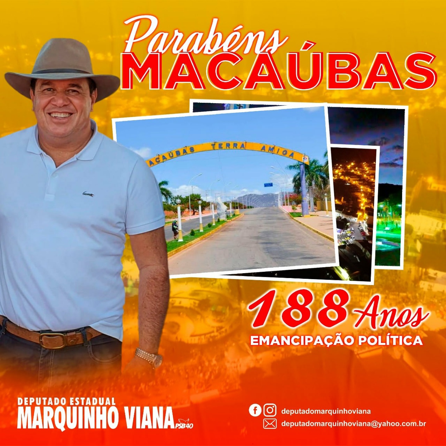 Deputado parabeniza Macaúbas pelos seus 188 anos de Emancipação Política