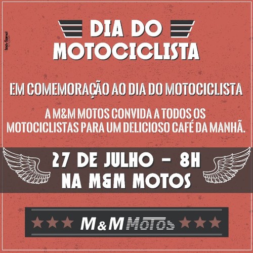 Brumado: M&M Motos comemora  Dia do Motociclista com café da manhã nesta sexta (27)