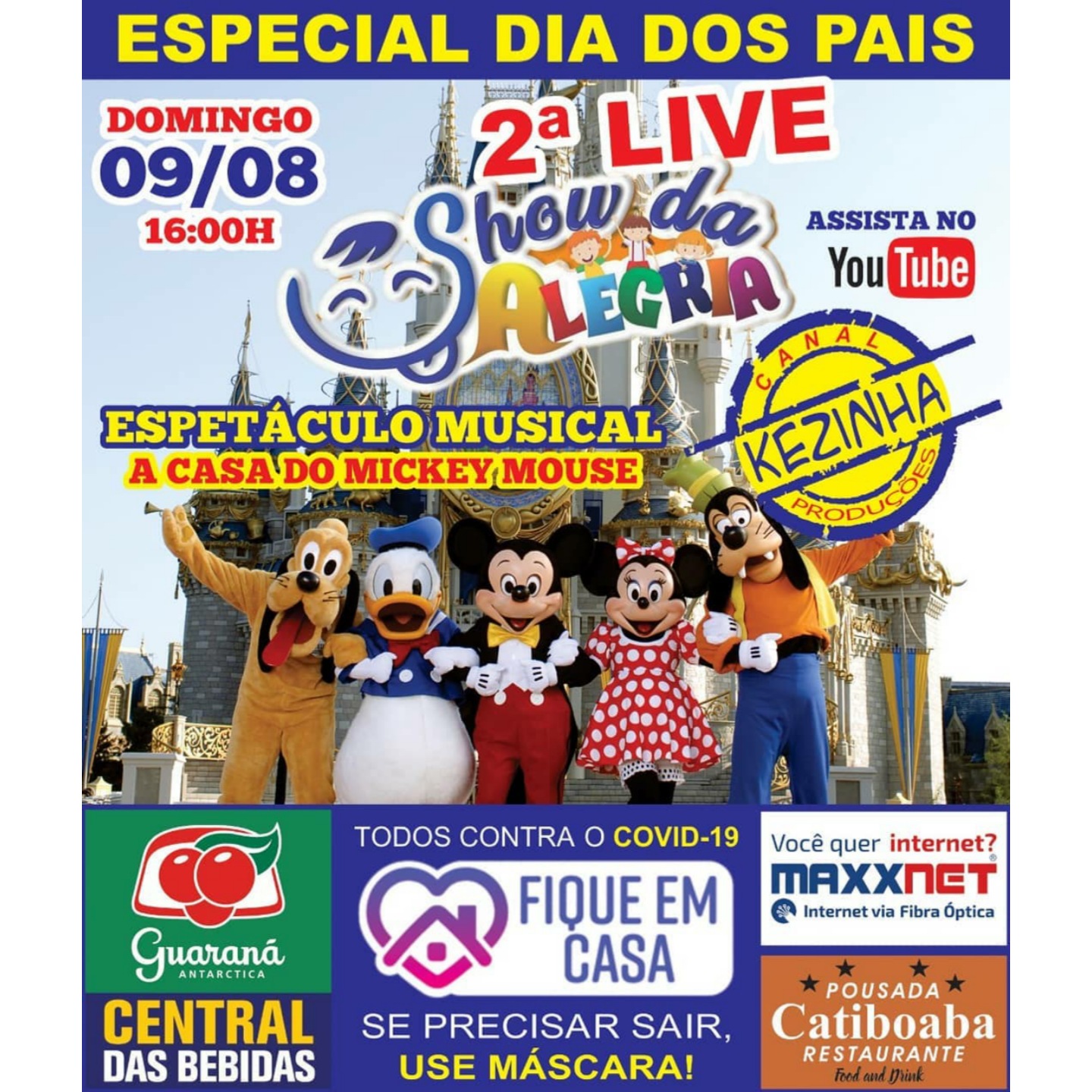 No próximo domingo (09) tem a 2ª Live Show da Alegria, com o musical A Casa do Mickey Mouse