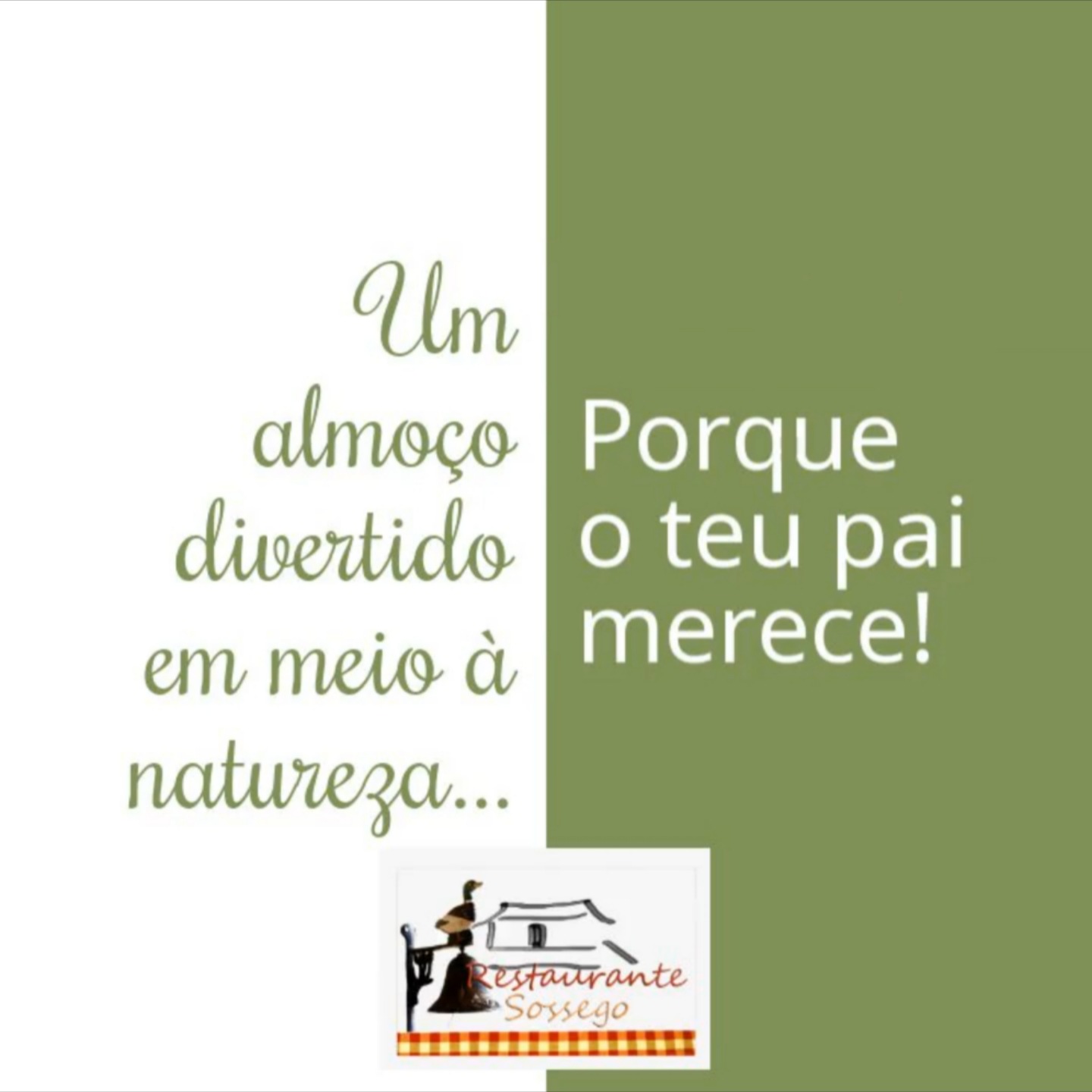 Restaurante Sossego: Tenha um almoço especial no Dia dos Pais