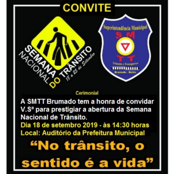 Prefeitura de Brumado realizará a Semana Nacional do Trânsito em parceria com a SMTT