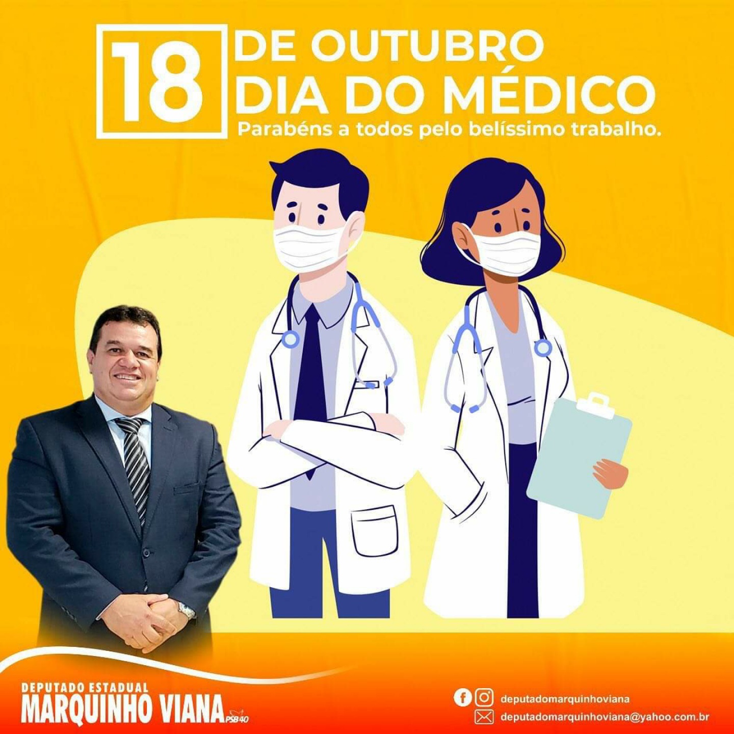 18 de outubro Dia do Médico - uma homenagem do deputado Marquinho Viana
