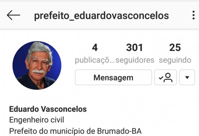 Prefeito de Brumado cria perfil no Instagram e expande contato direto com a população