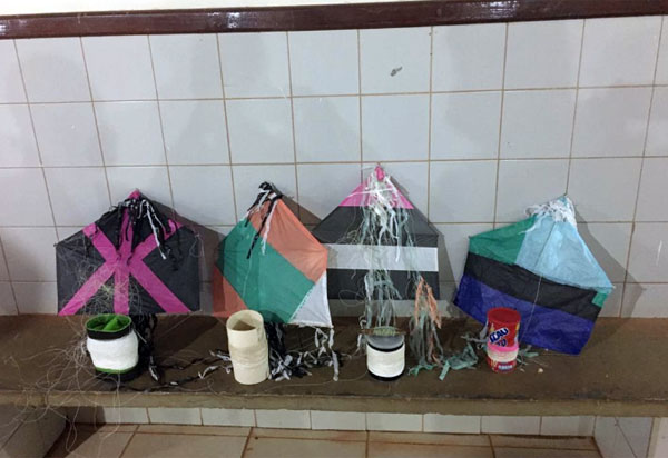 Em atendimento à denúncias da comunidade, guarnição da 46ª CIPM apreende pipas que continham linhas com cerol