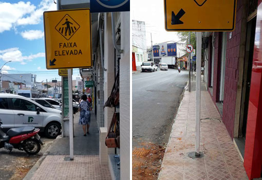 Brumado: empresa contratada pelo Dnit instala placas de sinalização sobre calçadas, ação gera polêmica na cidade