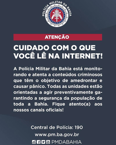 Polícia Militar informa que está monitorando e atenta a conteúdos criminosos na Internet
