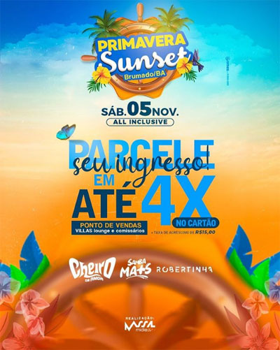Primavera Sunset: Garanta seu ingresso no primeiro lote em até 4x