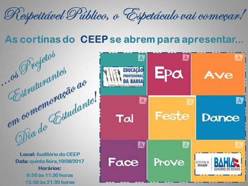 Brumado: Dia do Estudante no CEEP será comemorado com apresentações de  projetos estruturantes