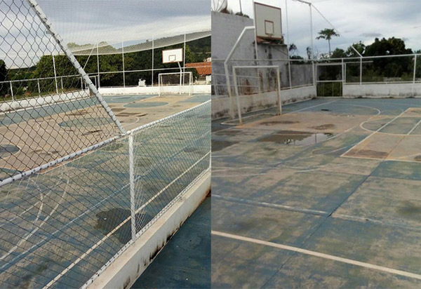 Jovens denunciam nas redes sociais 'descaso' com quadra esportiva em Caculé 