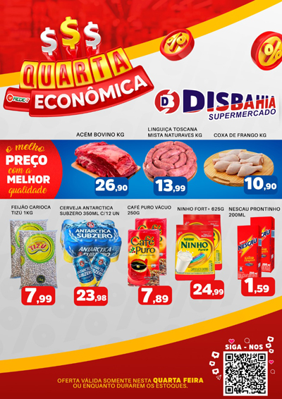 Confira as ofertas da Quarta Econômica do Disbahia Supermercado