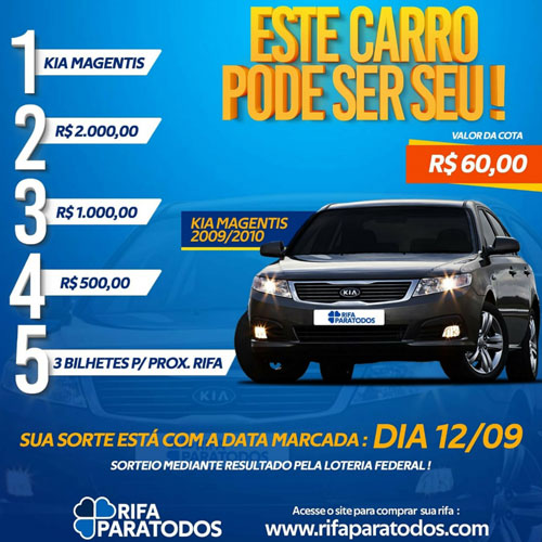 Este carro pode ser seu! Participe da Rifa Paratodos