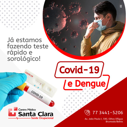  Centro Médico Santa Clara está fazendo teste rápido e sorológico para Covid-19 e Dengue