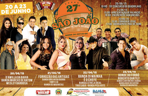 Barra da Estiva: Confirmada a programação da 27ª edição do São João