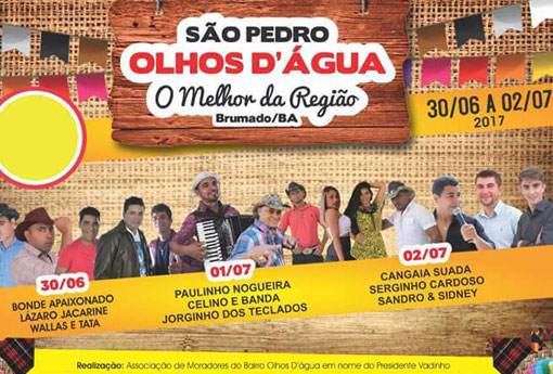 Associação de moradores realizará São Pedro do Bairro Olhos D'água