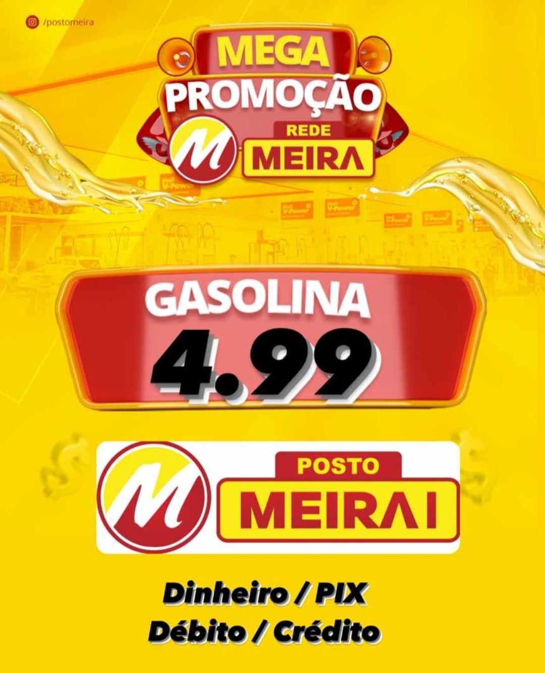 Promoção de gasolina no Posto Meira I