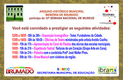 Brumado: Município sediará 12ª Semana de Museus