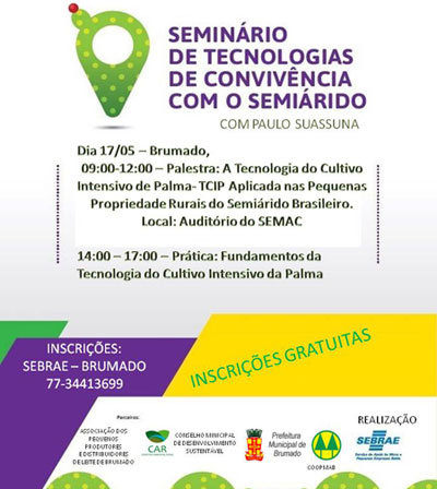 Brumado: Seminário de Tecnologias de Convivência com o Semiárido será realizado nesta quarta (17)