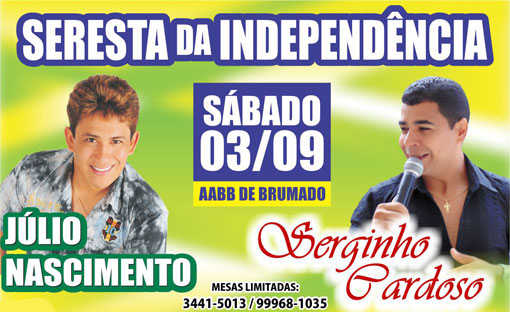 Brumado: Neste sábado (03) tem a Seresta da Independência na AABB