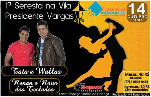 Brumado: primeira seresta da Vila Presidente Vargas acontece no dia 14 de outubro