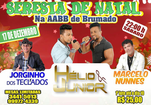 Brumado: neste sábado (17) tem a Seresta de Natal na AABB