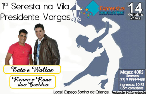 Neste sábado (14) tem a 1ª Seresta da Vila Presidente Vargas, em Brumado