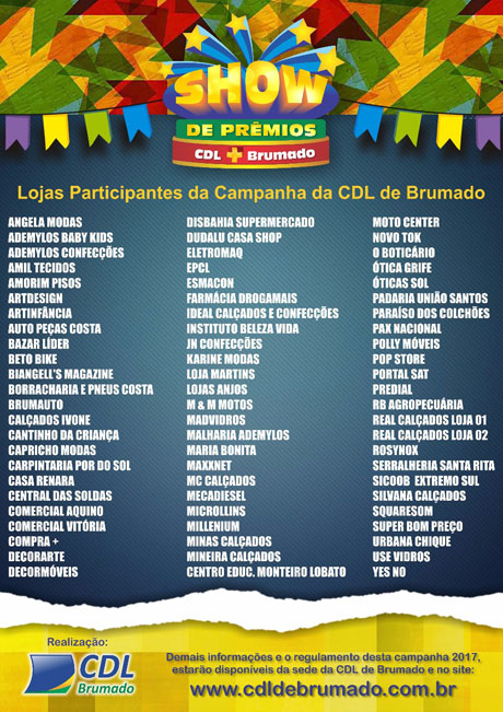 Confira as lojas participantes da Campanha da CDL de Brumado