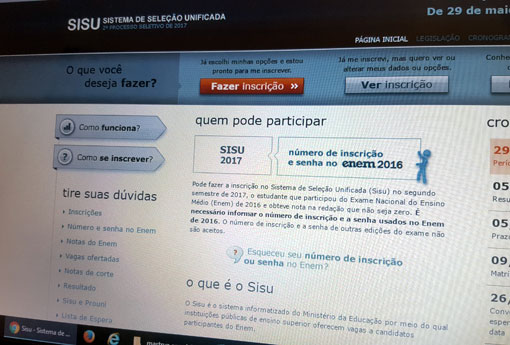 Termina hoje (1°) o prazo de inscrição no Sisu