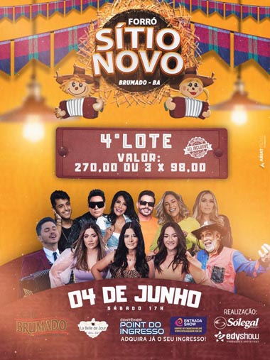  Forró do Sítio Novo: Adquira ingressos no 4º lote