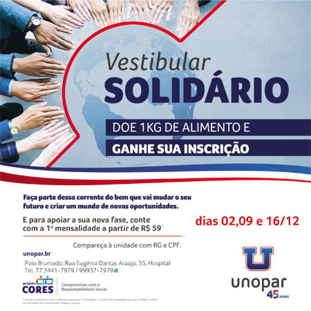 Brumado: Unopar realiza Vestibular Solidário