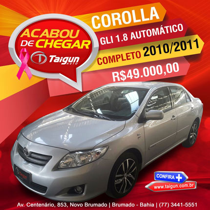 Brumado: Acaba de chegar na Taigun Auto - Corolla GLI 1.8 automático