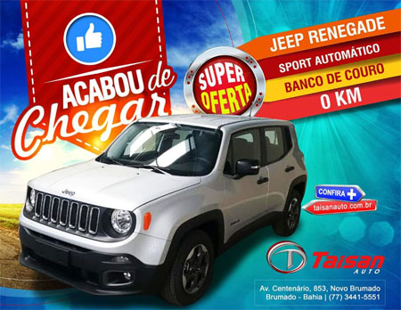 Taisan Auto: Jeep Renegade Sport Automático 0 KM completo com preço imperdível