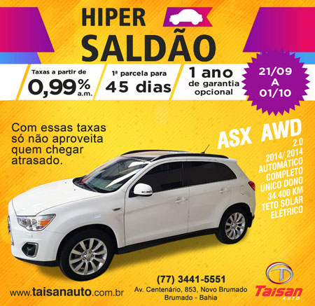 Taisan Auto: adquira seu auto no Hiper Saldão