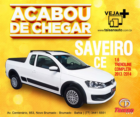 Taisan Auto: Acabou de chegar Saveiro CE 1.6 TrendLine completa 2013/2014