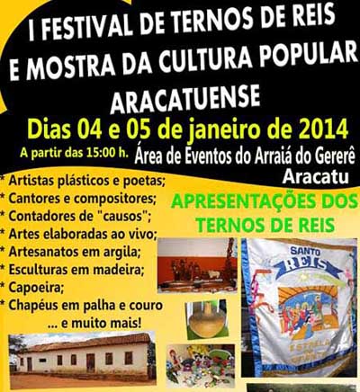 Aracatu: Começa neste sábado (04) I Festival de Ternos de Reis e mostra da Cultura Popular