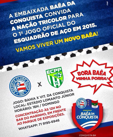 Embaixada 'Baêa da Conquista' convida torcida para jogo entre Conquista e Bahia