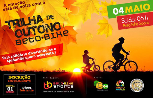 Beto Bike Sports realiza dia 04 de maio trilha de Outono beneficente