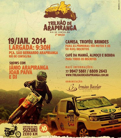 Neste domingo (19) acontece o 2º Trilhão de Arapiranga