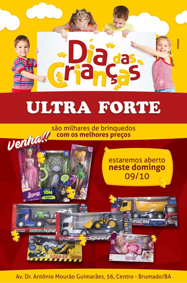 Ultra Forte: Dia das Crianças com variedade de brinquedos é aqui; loja funcionará neste domingo (09)
