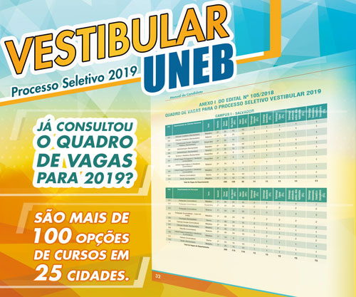 Brumado: candidatos contemplados na lista de isenção do Vestibular Uneb 2019 devem apresentar documentação até dia 05 de outubro
