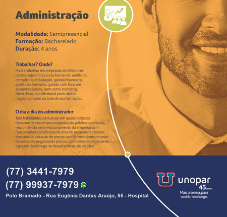 Brumado: garanta sua bolsa de estudo para o curso de Administração na Unopar 