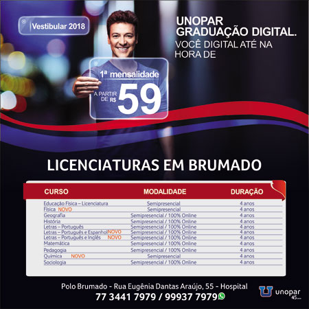 Licenciaturas disponíveis na UNOPAR de Brumado