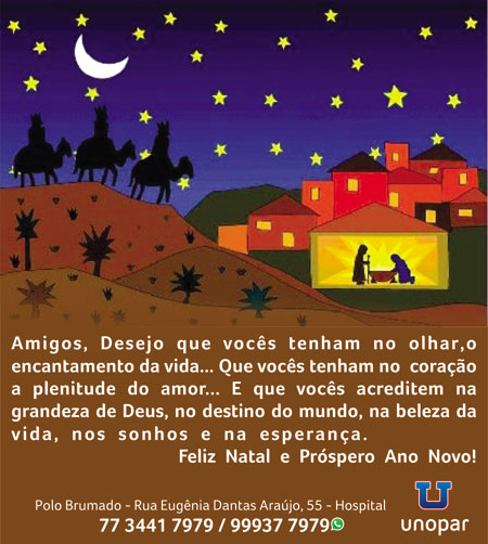 Mensagem de Feliz Natal da Unopar de Brumado