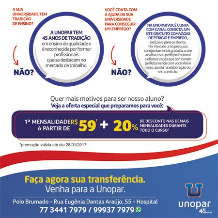 Brumado: Unopar lança promoção de transferência