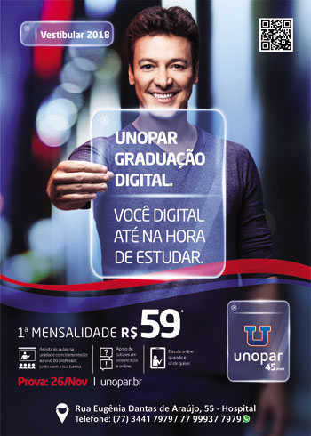 Unopar vestibular 2018/1: promoção na 1ª mensalidade R$ 59,00