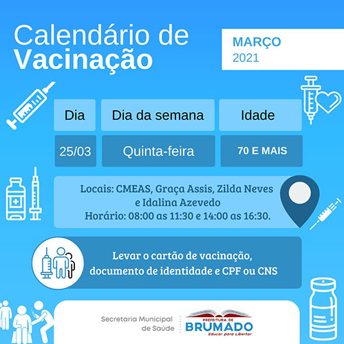 Covid-19: Brumado vacina idosos a partir de 70 anos nesta quinta (25)